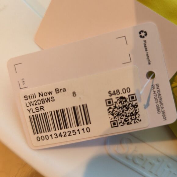 Lululemon Still Now Sports Bra Womens 8 Yellow Active Workout Athletic - Picture 4 of 5